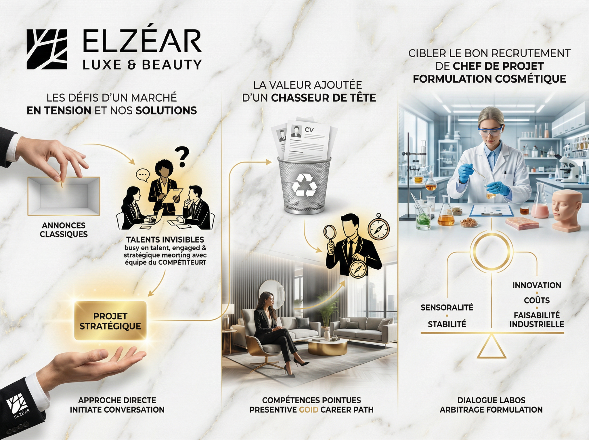 Infographie recrutement luxe et beauté Elzéar.